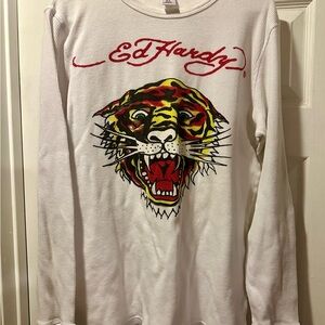 Vintage Ed Hardy White Waffle Knit Top